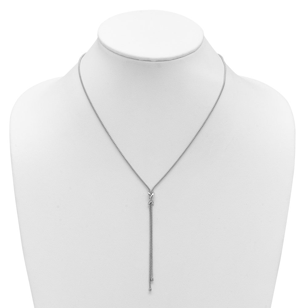 Sterlingsilber Ss Rhodiniert Poliert X Lariat mit 2 Zoll Verlängerung. Halskette