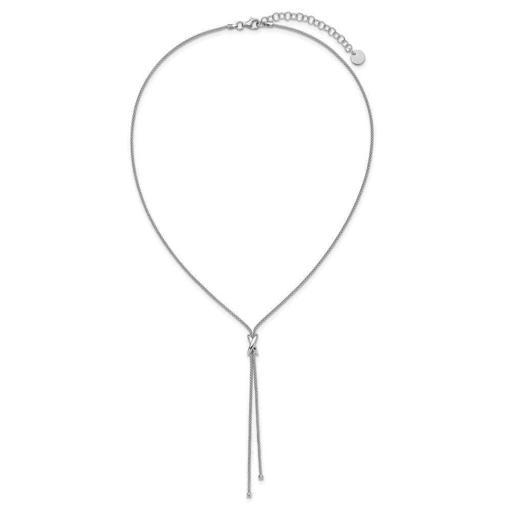 Sterlingsilber Ss Rhodiniert Poliert X Lariat mit 2 Zoll Verlängerung. Halskette