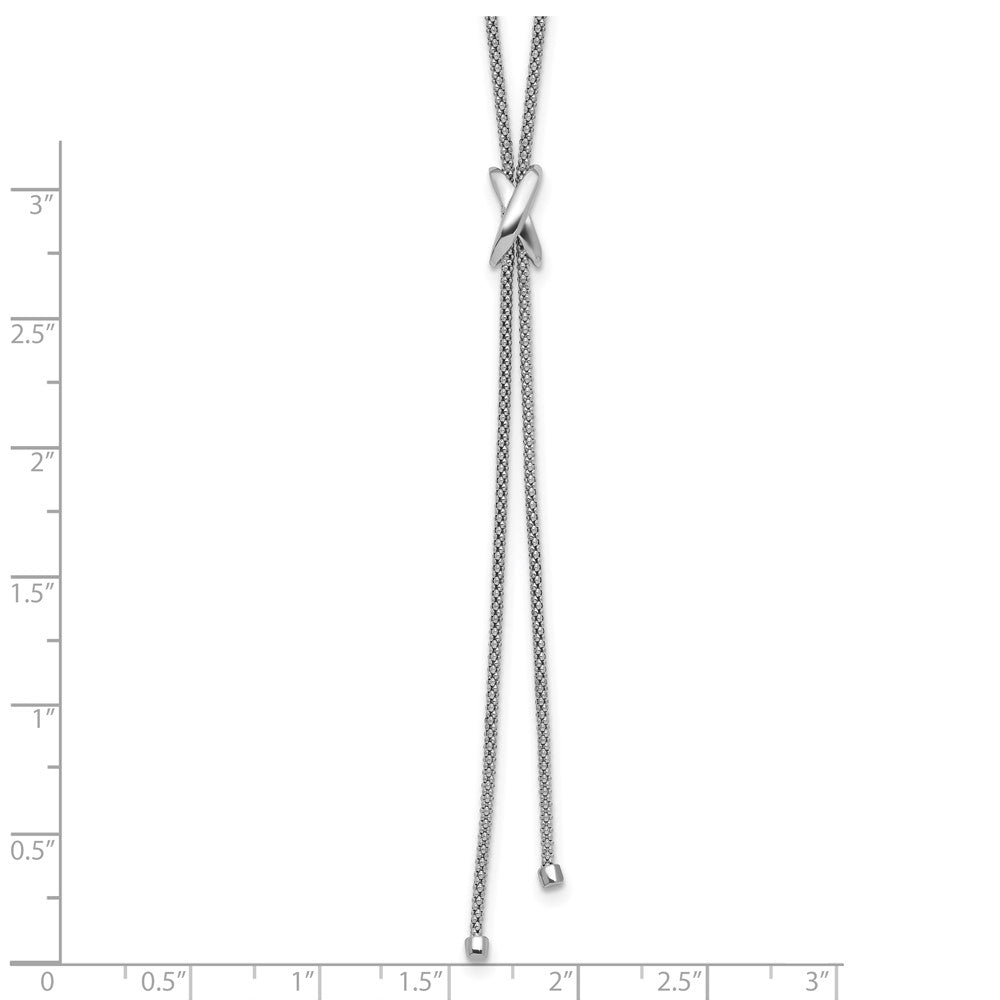 Sterlingsilber Ss Rhodiniert Poliert X Lariat mit 2 Zoll Verlängerung. Halskette