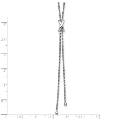 Sterlingsilber Ss Rhodiniert Poliert X Lariat mit 2 Zoll Verlängerung. Halskette