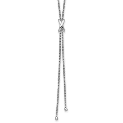 Sterlingsilber Ss Rhodiniert Poliert X Lariat mit 2 Zoll Verlängerung. Halskette