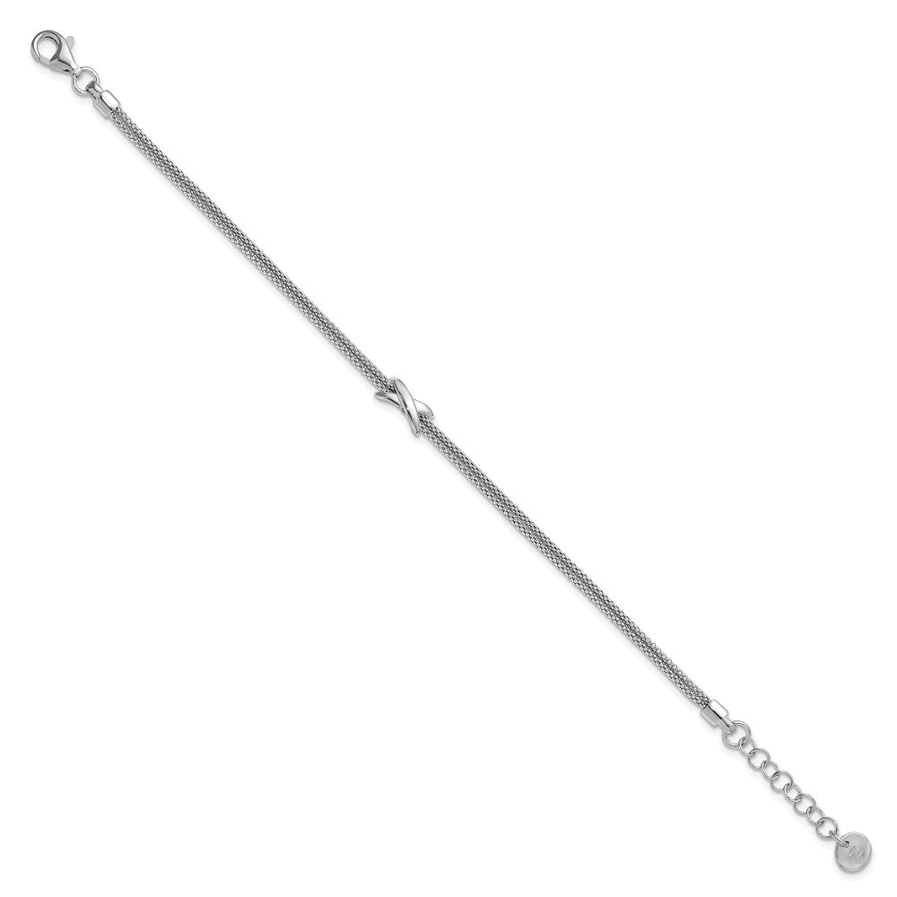 Sterlingsilber Ss Rhodiniert Poliert 2 Strang X mit 1 Zoll Verlängerung. Armband