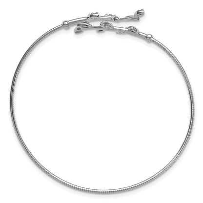Sterlingsilber Ss Rhodiniert Poliert Zirkonia Blatt Bypass Flexibel Manschette Armreif