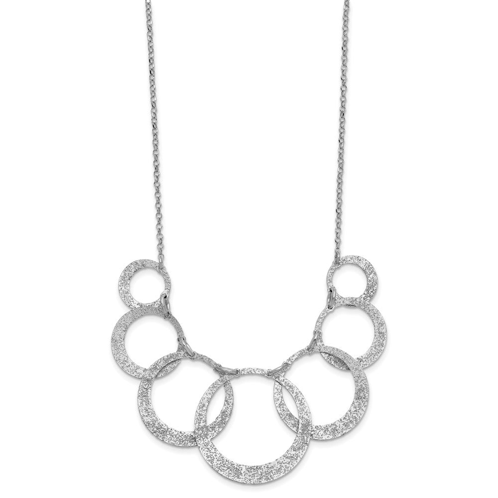 Sterlingsilber Ss Radiant Essence Pol/textured Kreise mit 2 Zoll Verlängerung. Halskette