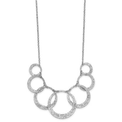 Sterlingsilber Ss Radiant Essence Pol/textured Kreise mit 2 Zoll Verlängerung. Halskette