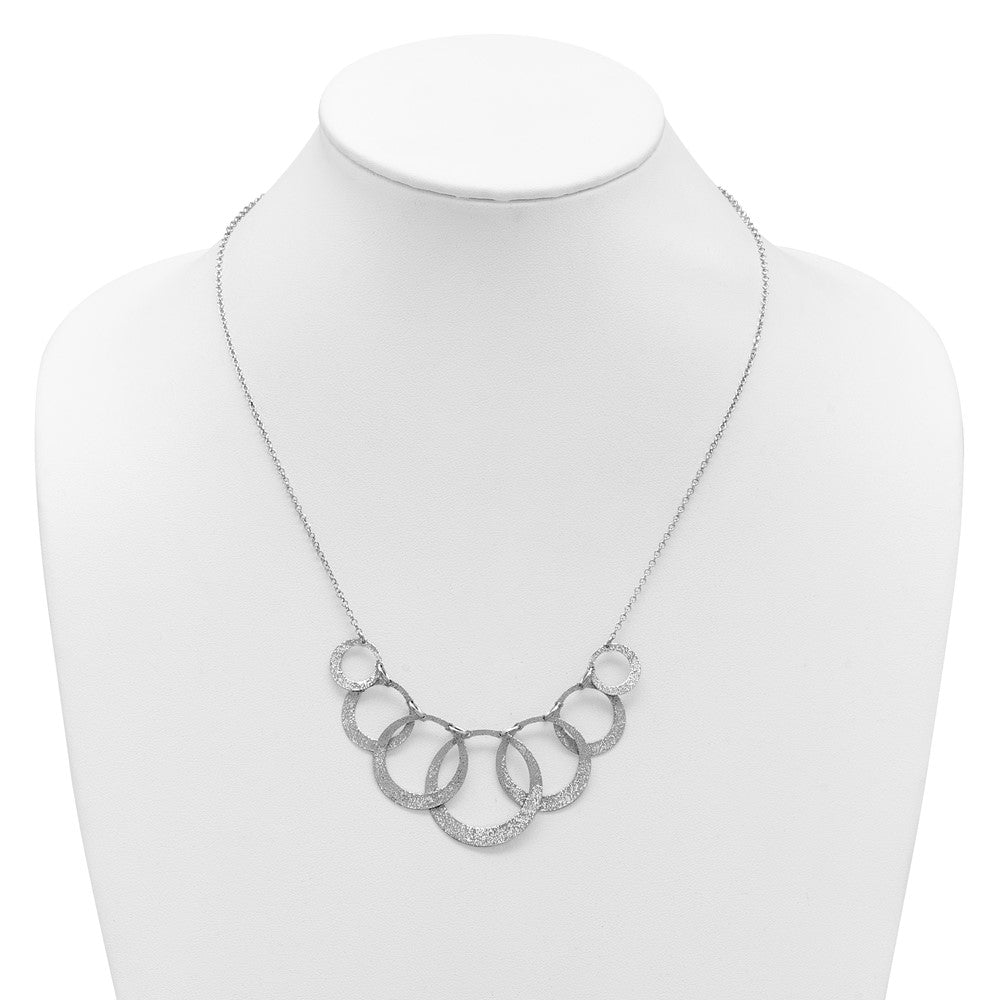 Sterlingsilber Ss Radiant Essence Pol/textured Kreise mit 2 Zoll Verlängerung. Halskette