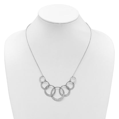 Sterlingsilber Ss Radiant Essence Pol/textured Kreise mit 2 Zoll Verlängerung. Halskette