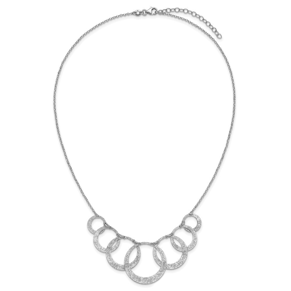 Sterlingsilber Ss Radiant Essence Pol/textured Kreise mit 2 Zoll Verlängerung. Halskette