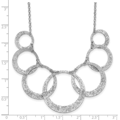 Sterlingsilber Ss Radiant Essence Pol/textured Kreise mit 2 Zoll Verlängerung. Halskette