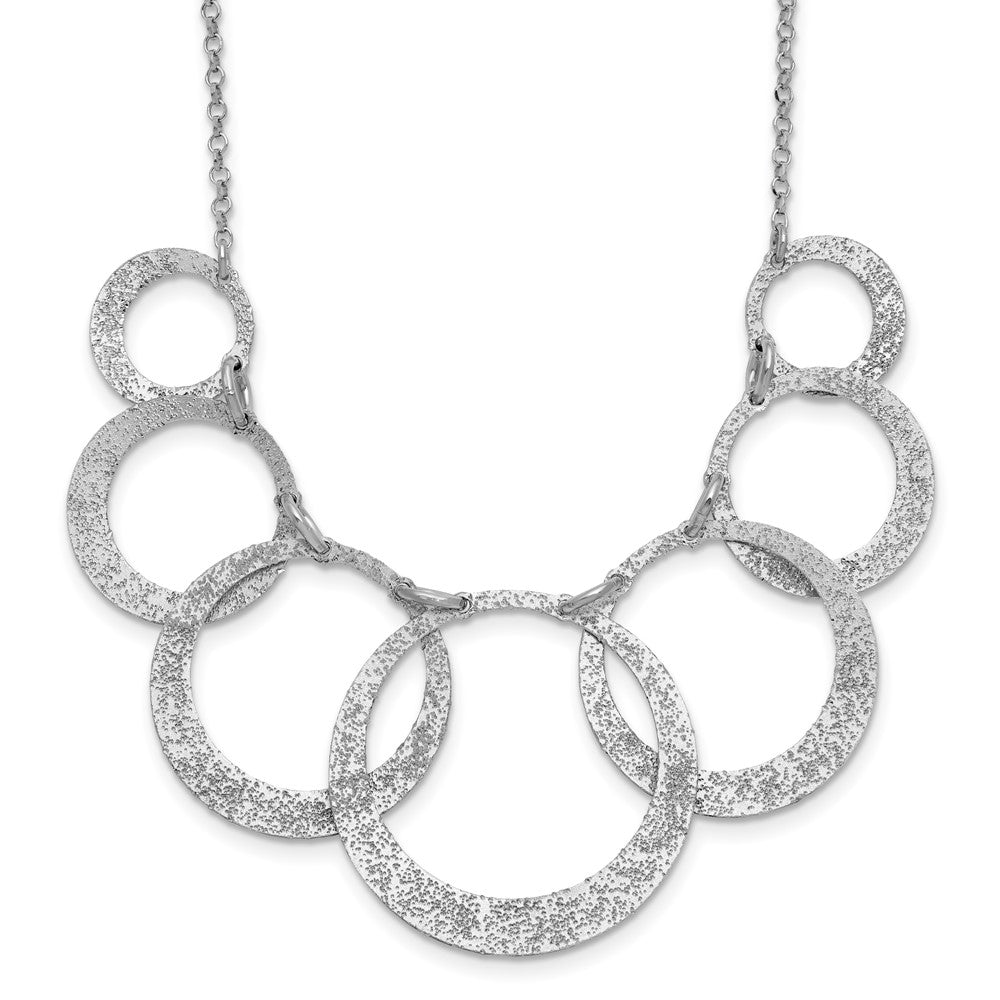 Sterlingsilber Ss Radiant Essence Pol/textured Kreise mit 2 Zoll Verlängerung. Halskette