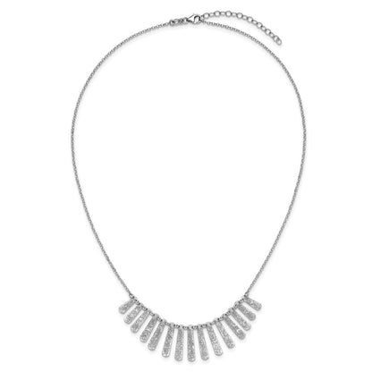 Sterlingsilber Ss Radiant Essence Pol/textured Bars mit 2 Zoll Verlängerung. Halskette