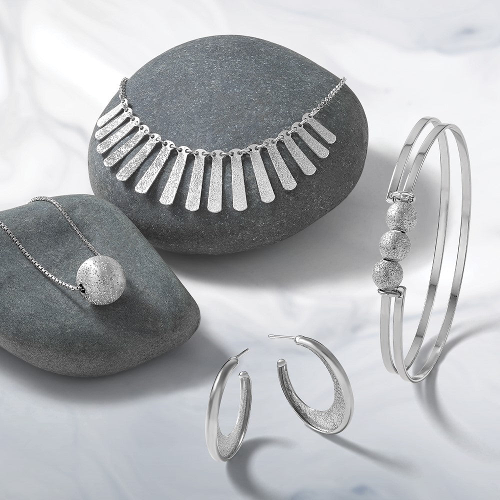 Sterlingsilber Ss Radiant Essence Pol/textured Bars mit 2 Zoll Verlängerung. Halskette
