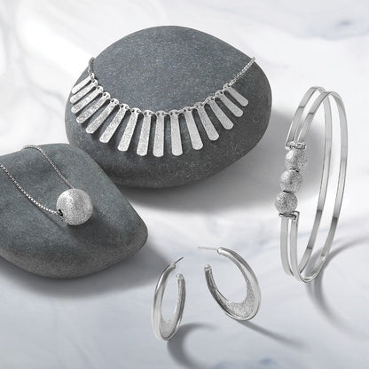 Sterlingsilber Ss Radiant Essence Pol/textured Bars mit 2 Zoll Verlängerung. Halskette