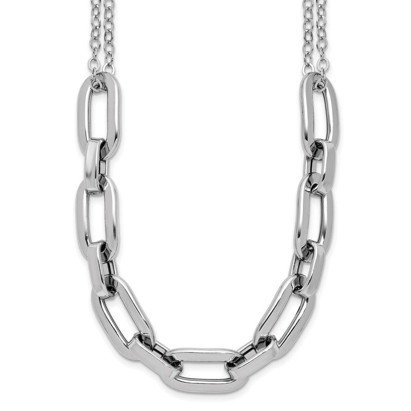 Sterlingsilber Ss Rhodiniert 2 Strang Fantasieglieder mit 2 Zoll Verlängerung Halskette