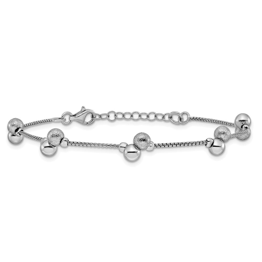 Sterlingsilber Ss Rhodiniert Gebürstet und Gekugelt 1 Zoll Verlängerung Armband