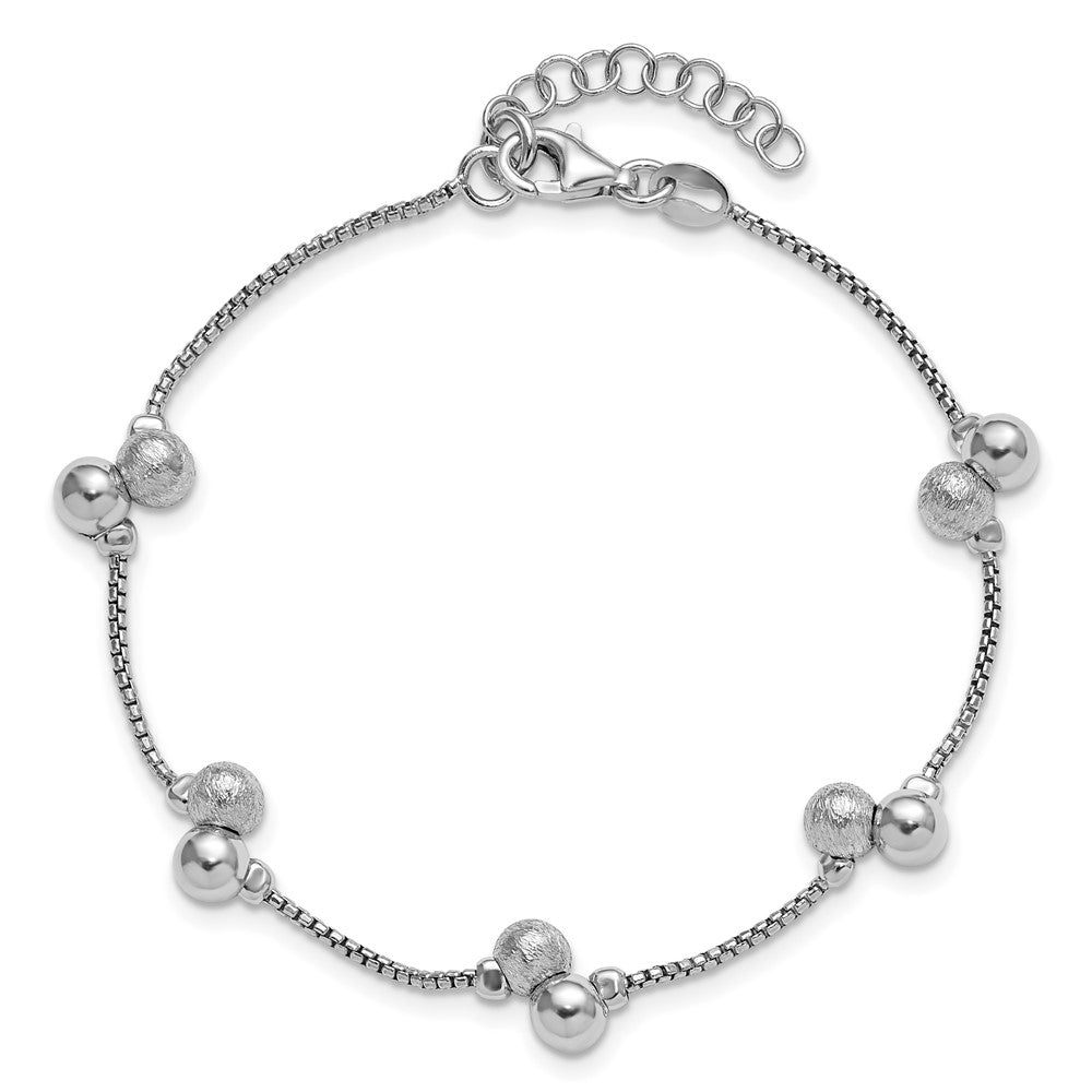 Sterlingsilber Ss Rhodiniert Gebürstet und Gekugelt 1 Zoll Verlängerung Armband