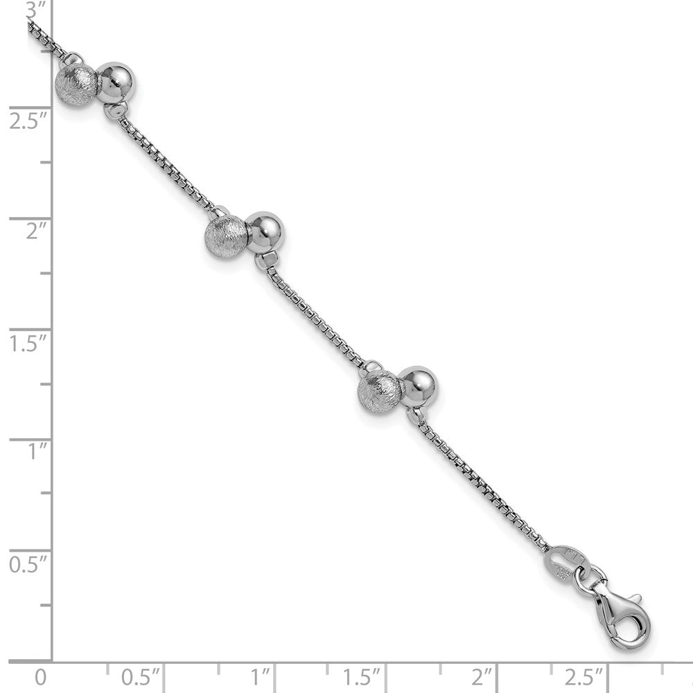 Sterlingsilber Ss Rhodiniert Gebürstet und Gekugelt 1 Zoll Verlängerung Armband