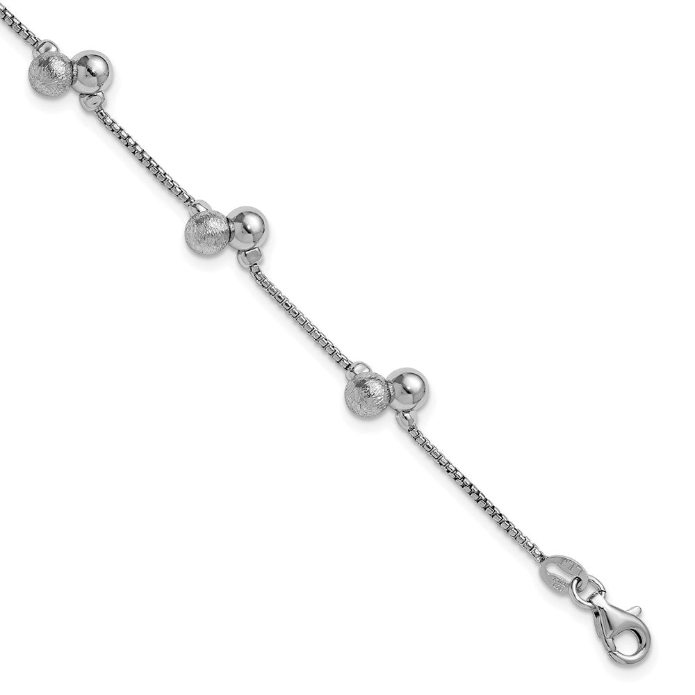Sterlingsilber Ss Rhodiniert Gebürstet und Gekugelt 1 Zoll Verlängerung Armband