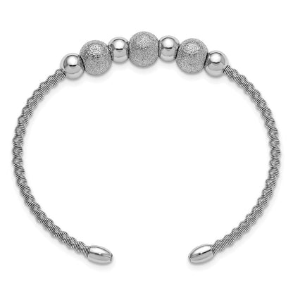 Sterlingsilber Ss Radiant Essence Rhodiniert Gedreht und Gekugelt Manschette Armreif