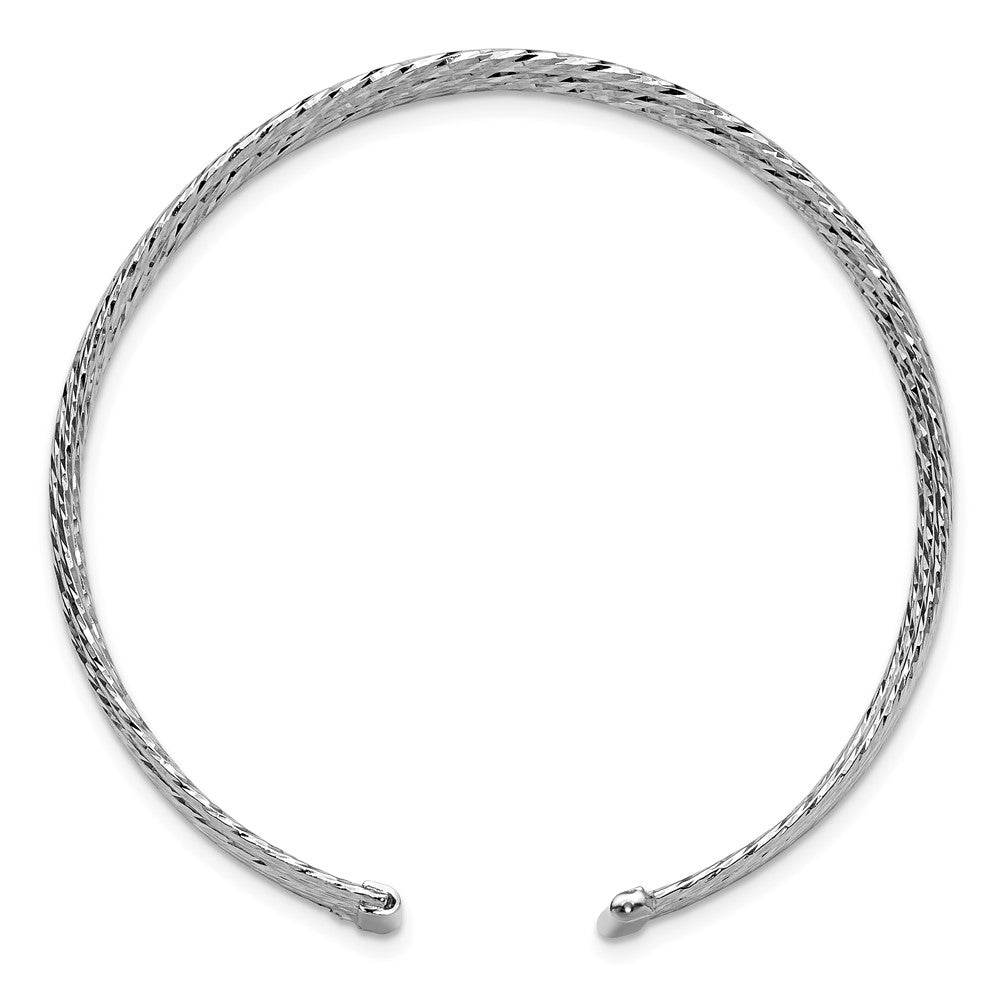 Sterlingsilber Ss Rhodiniert Poliert und Diamantiert 6 Draht Manschette Armreif