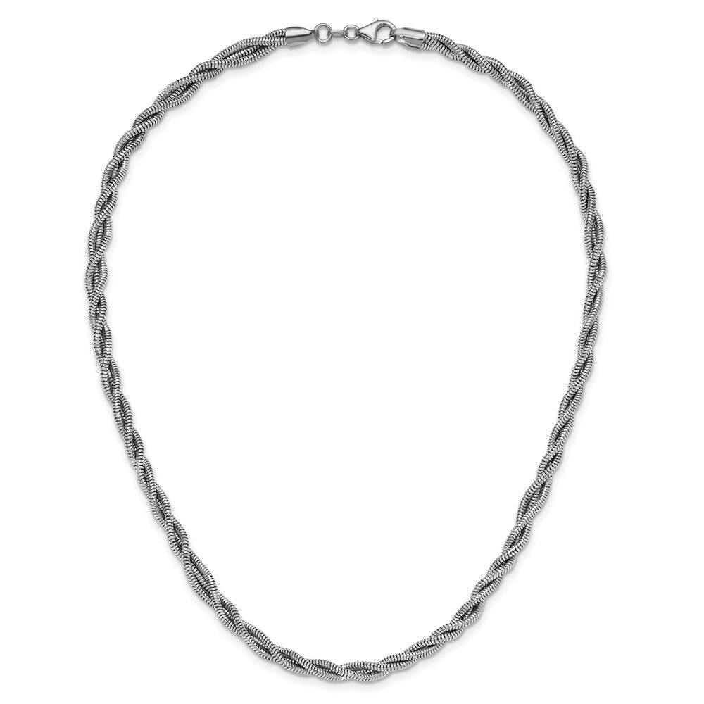 Sterlingsilber Rhodiniert Poliert und Gedreht Halskette