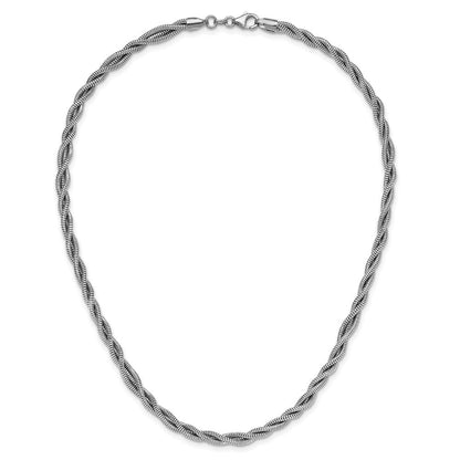 Sterlingsilber Rhodiniert Poliert und Gedreht Halskette