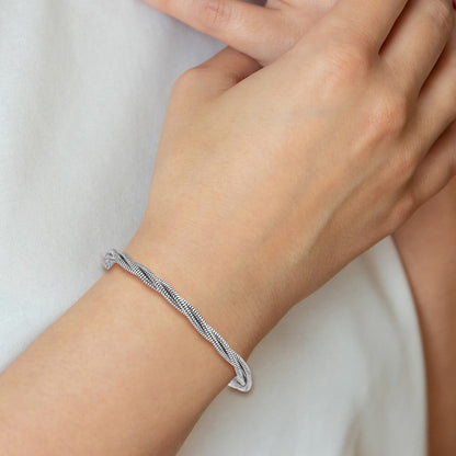 Sterlingsilber Rhodiniert Poliert und Gedreht Armband