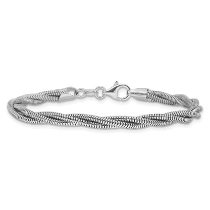 Sterlingsilber Rhodiniert Poliert und Gedreht Armband
