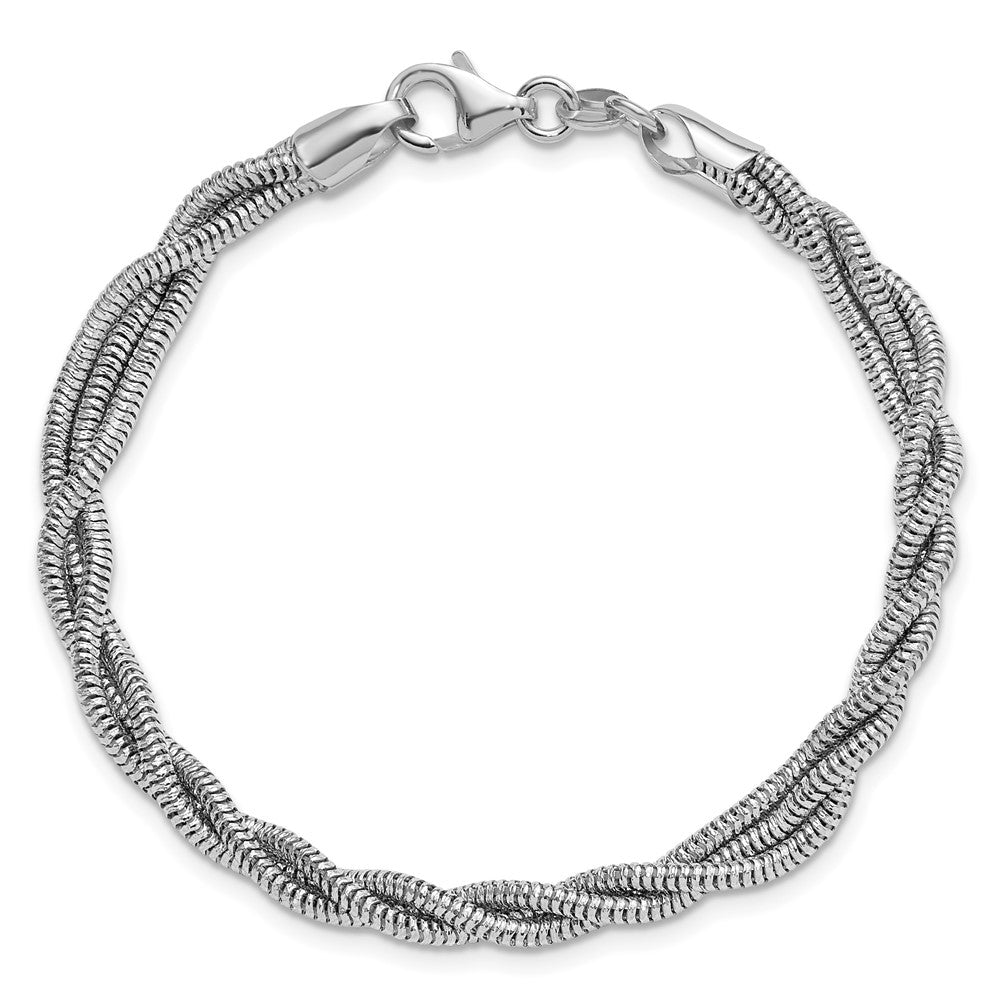 Sterlingsilber Rhodiniert Poliert und Gedreht Armband