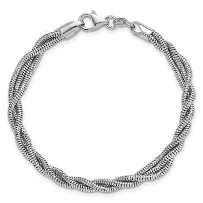 Sterlingsilber Rhodiniert Poliert und Gedreht Armband
