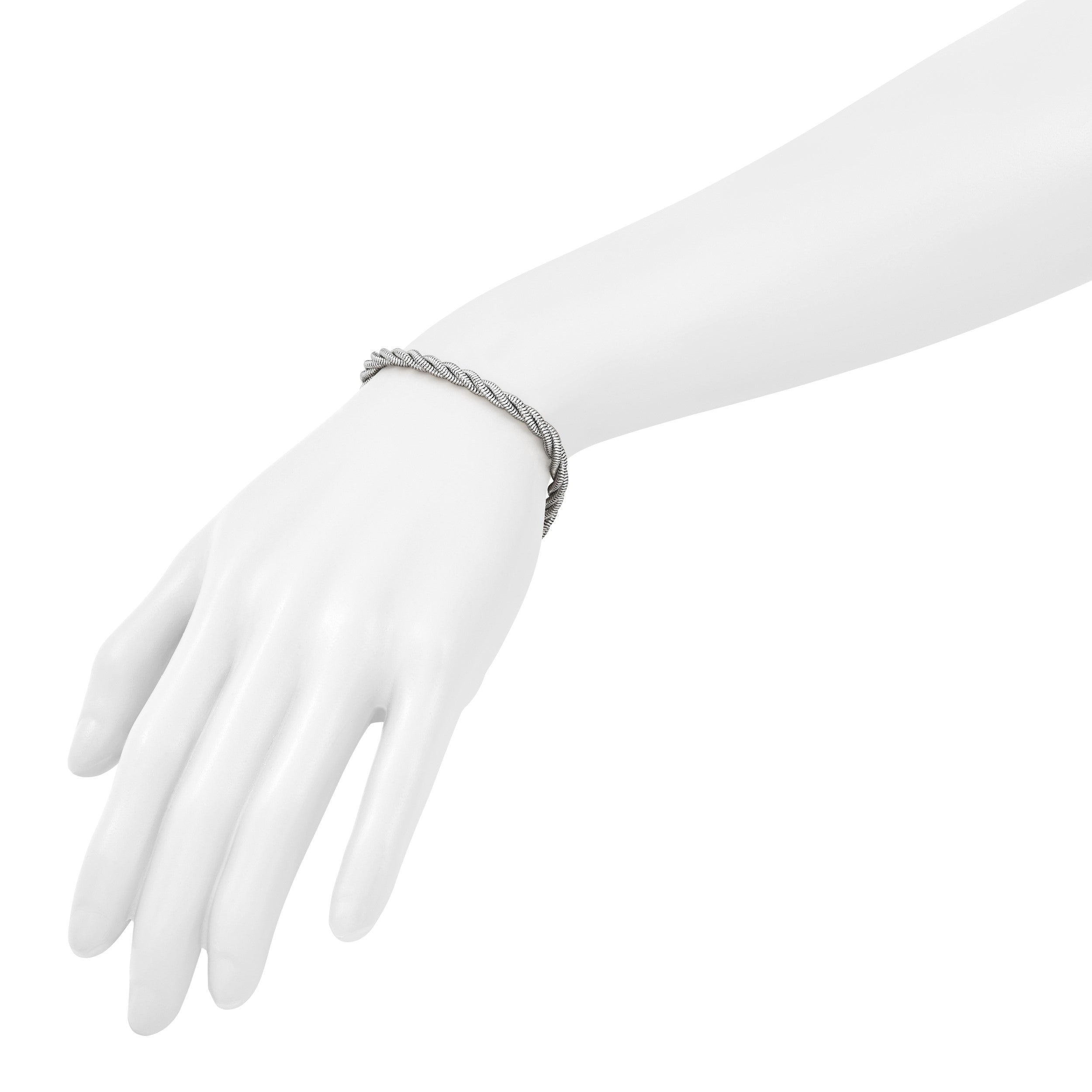 Sterlingsilber Rhodiniert Poliert und Gedreht Armband