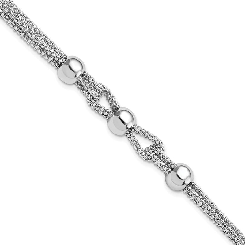 7.5 Zoll Sterlingsilber Poliert 4 Strang Gekugelt mit 1 Zoll Verlängerung. Armband
