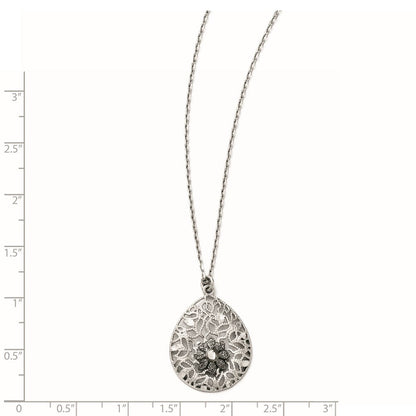 Sterlingsilber Diamantiert und Strukturiert Halskette mit 2 Zoll Verlängerung