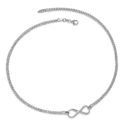 Sterlingsilber Rhodiniert Poliert Unendlichkeit Symbol Halskette