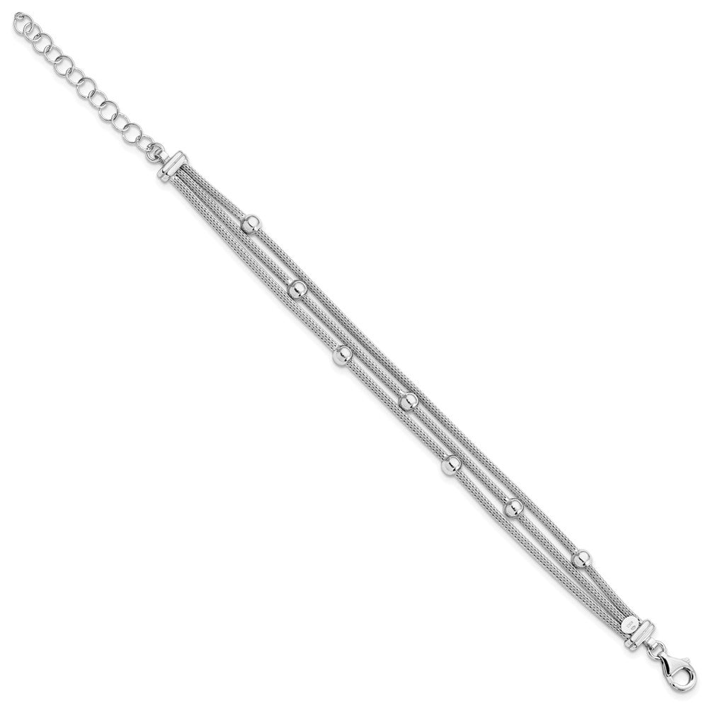 7.5 Zoll Sterlingsilber Poliert mit 2 in Verlängerung. Gekugelt Netz Armband