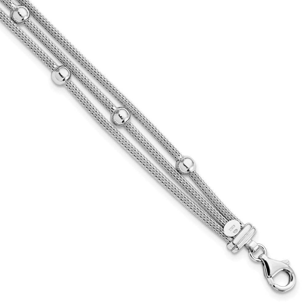 7.5 Zoll Sterlingsilber Poliert mit 2 in Verlängerung. Gekugelt Netz Armband