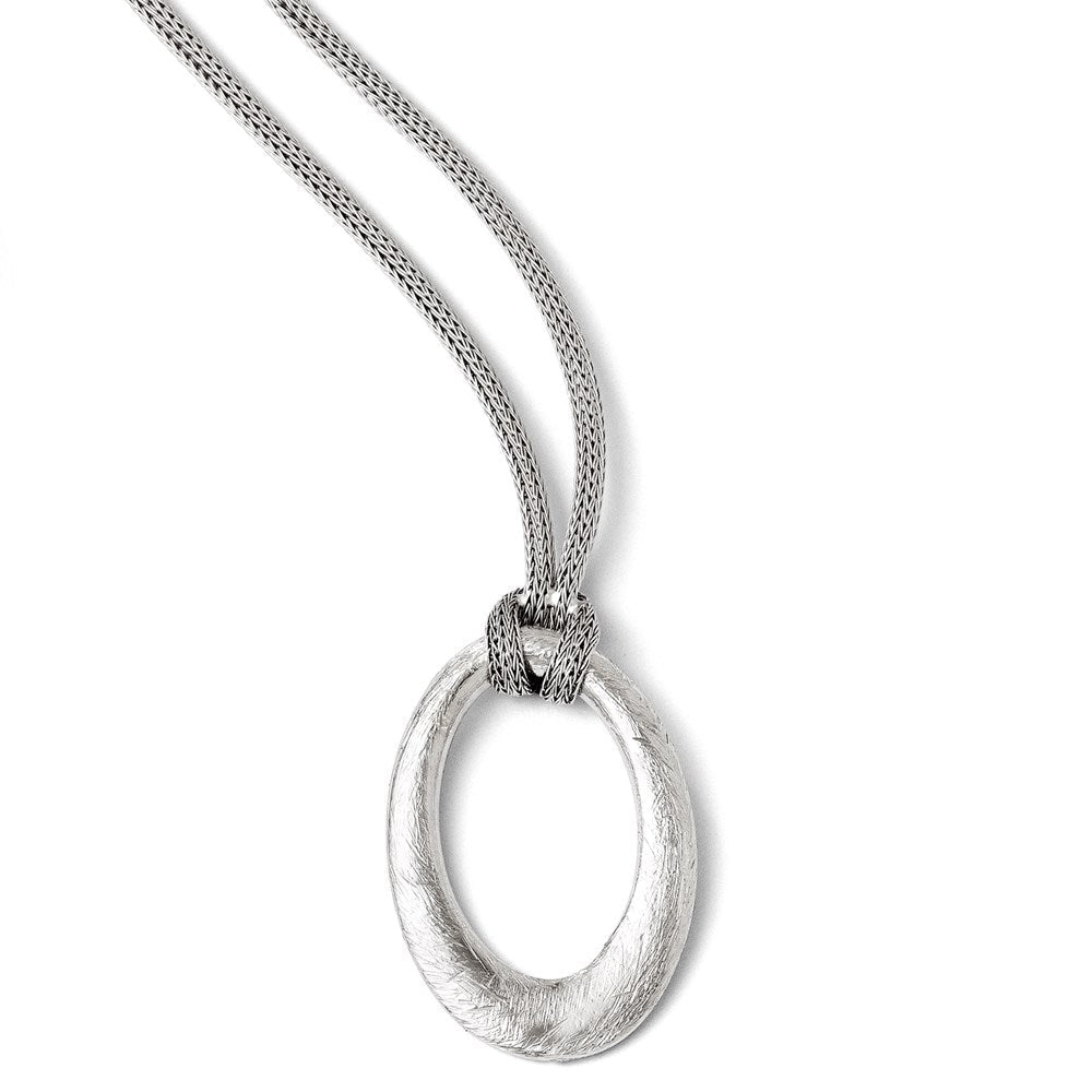 Sterlingsilber Scratch Finish Netz Halskette mit 2 Zoll Verlängerung