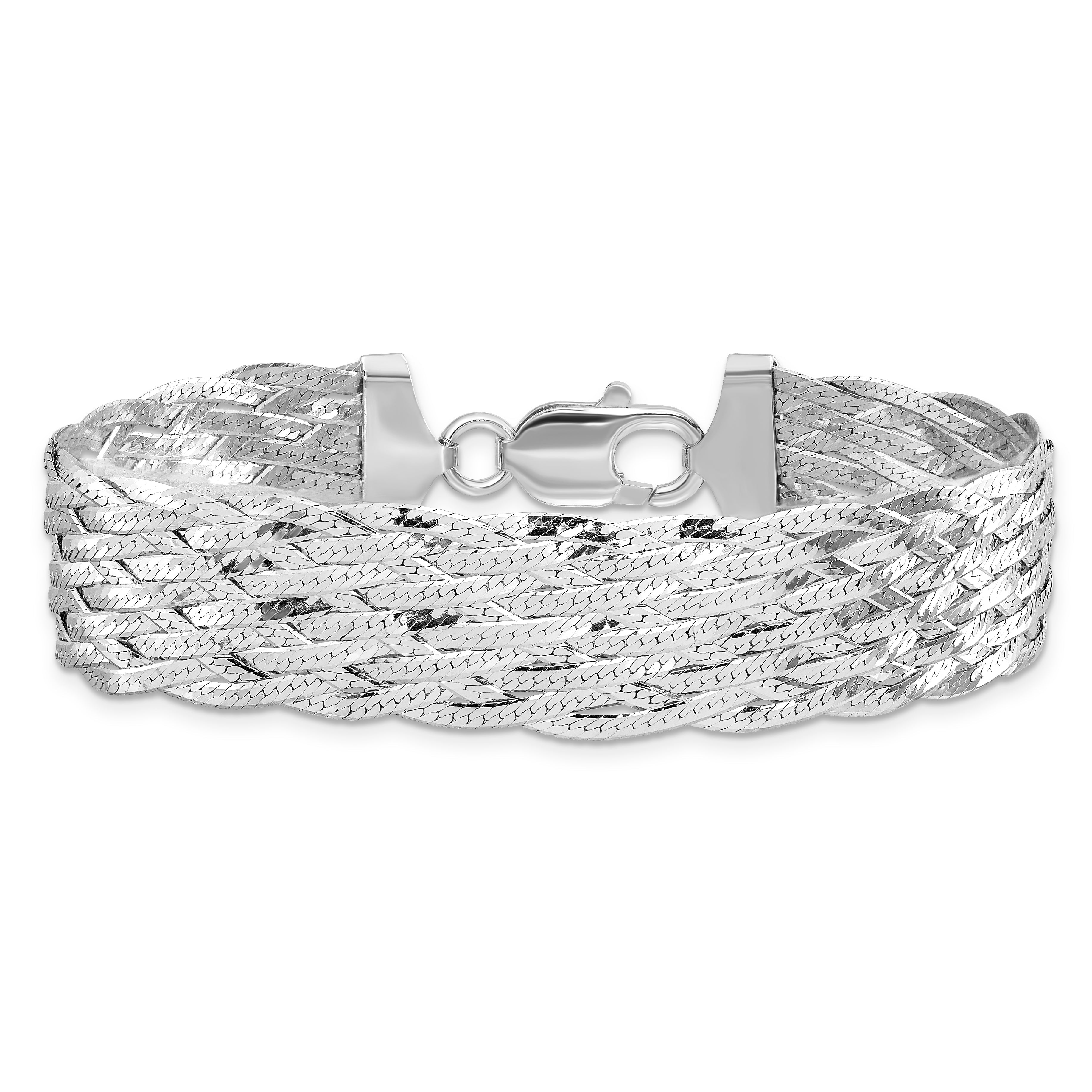 7.5 Zoll Sterlingsilber Poliert Geflochten Armband