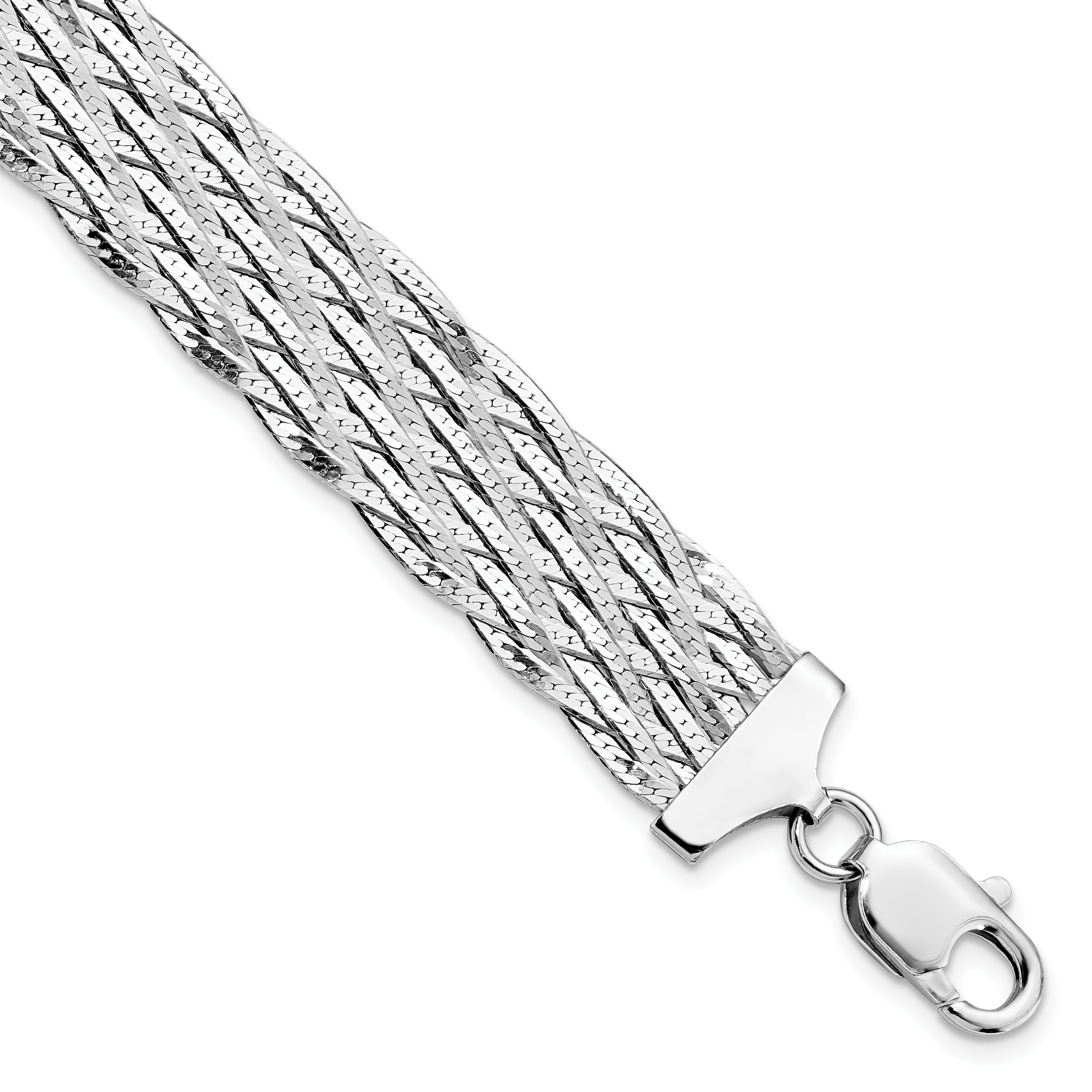 7.5 Zoll Sterlingsilber Poliert Geflochten Armband