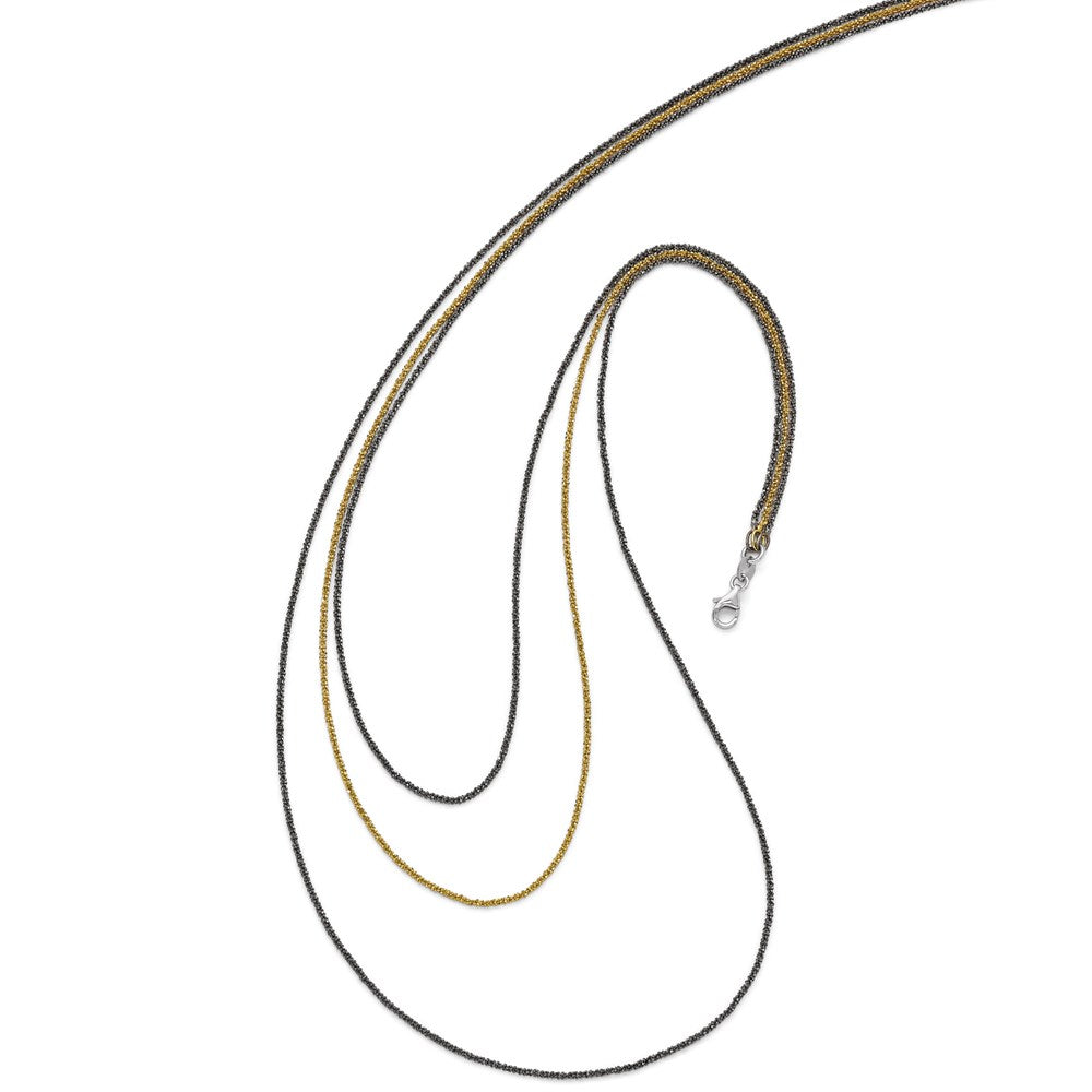 Ss/vergoldet Sterlingsilber Ruthenium & Vergoldet 3 Strang Halskette