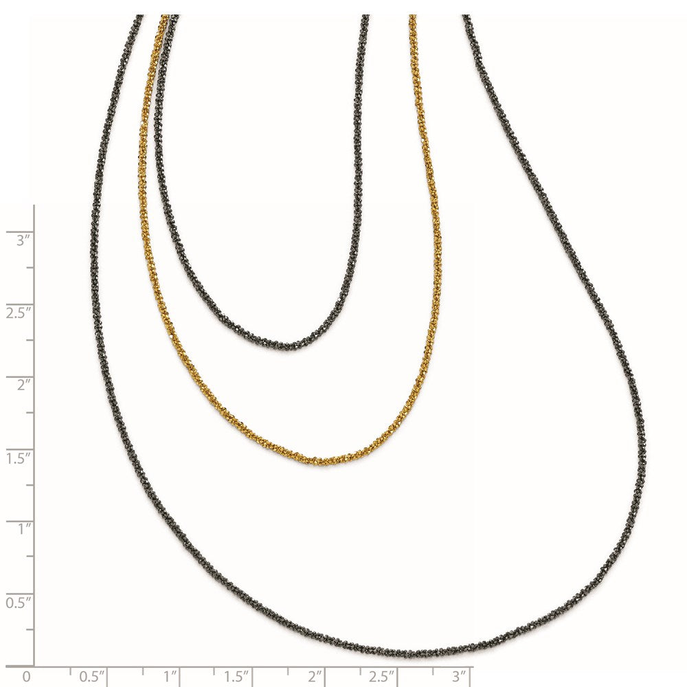 Ss/vergoldet Sterlingsilber Ruthenium & Vergoldet 3 Strang Halskette