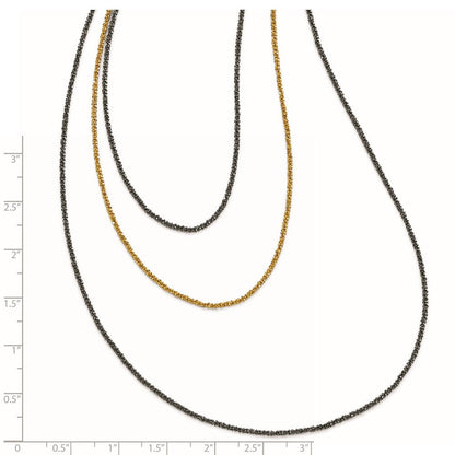 Ss/vergoldet Sterlingsilber Ruthenium & Vergoldet 3 Strang Halskette
