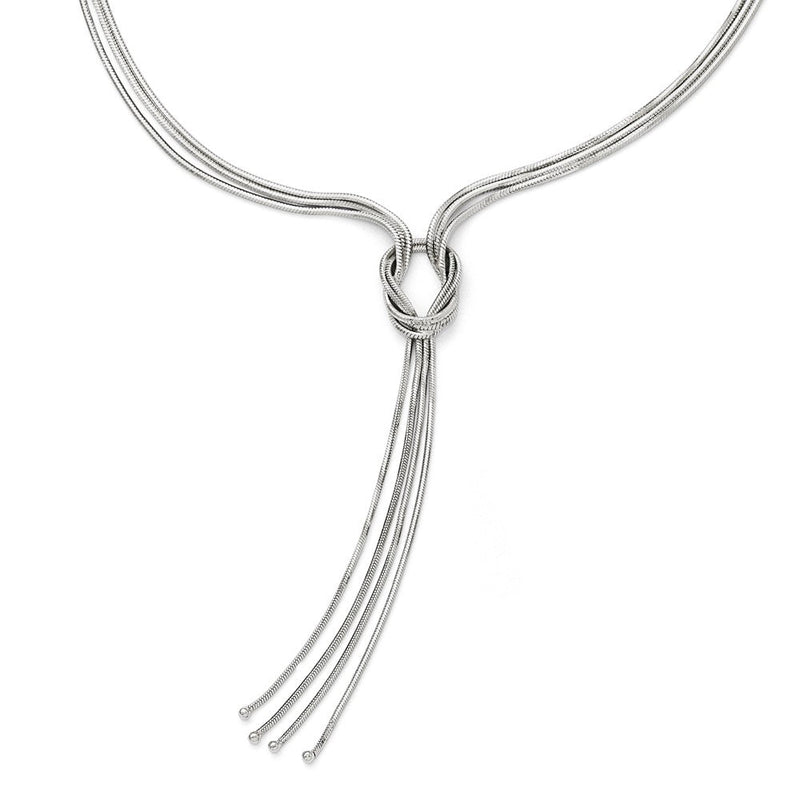 Sterlingsilber Rhodiniert-plat Poliert Fantasie Knoten mit 2 Zoll Verlängerung. Halskette