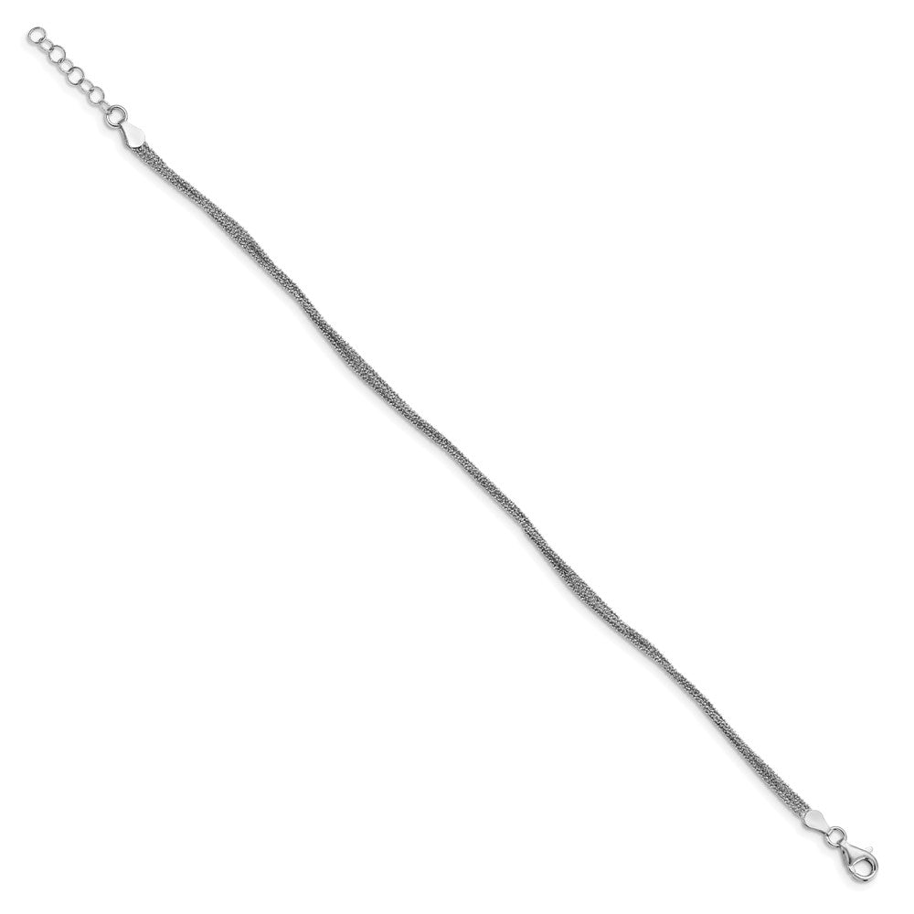 Sterlingsilber Strukturiert Drei Strang mit Verlängerung. Kette Fußkettchen
