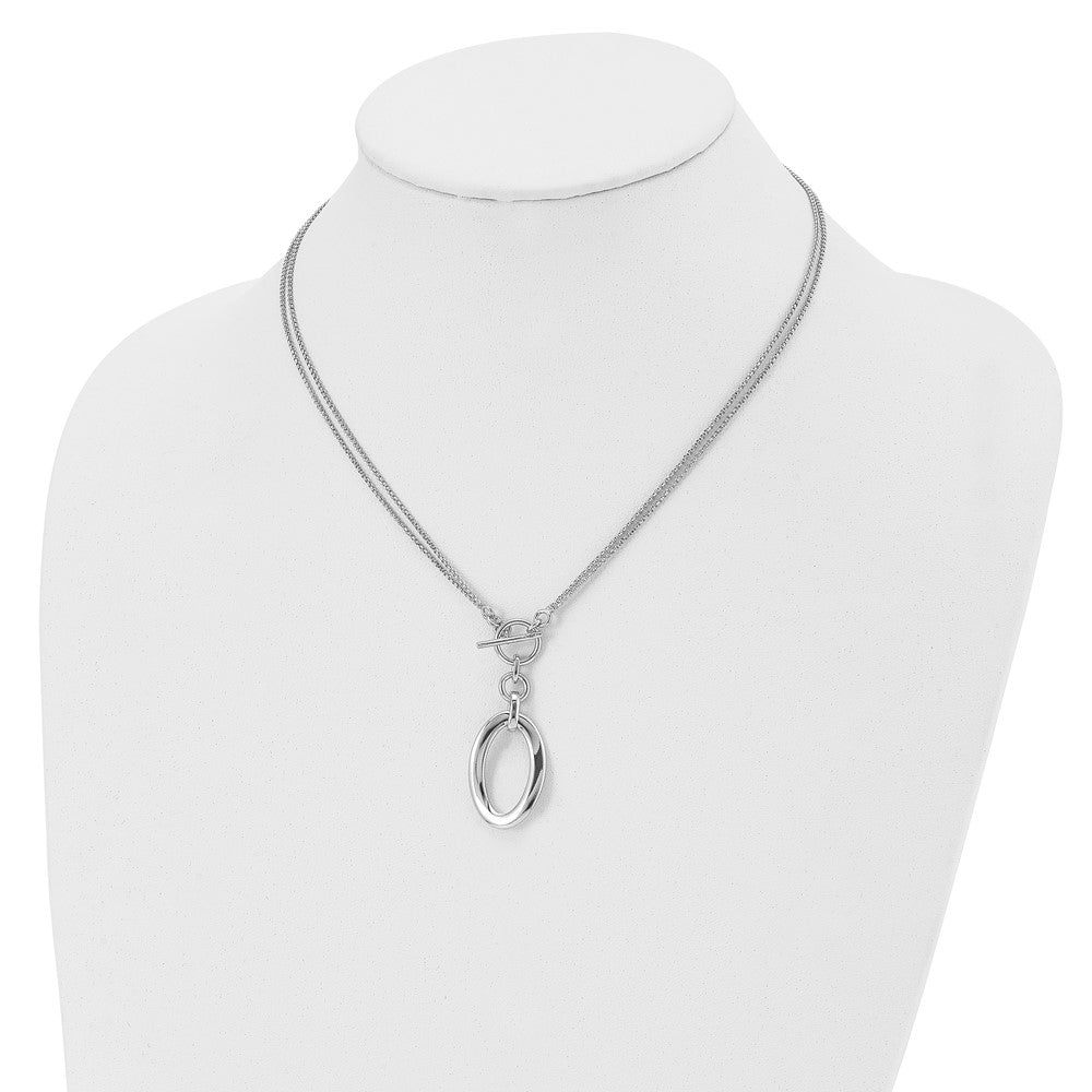 Sterlingsilber Rhodiniert-plat Poliert Fantasie 2-strand Halskette