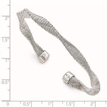 Sterlingsilber Strukturiert & Poliert Gedreht Manschette Armband