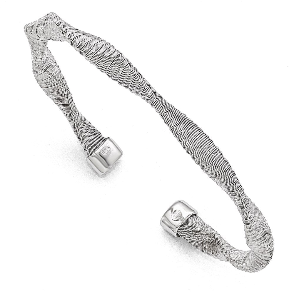 Sterlingsilber Strukturiert & Poliert Gedreht Manschette Armband