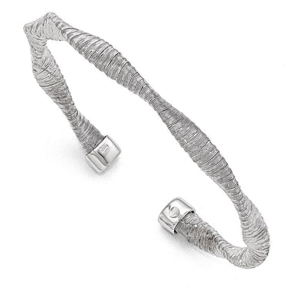 Sterlingsilber Strukturiert & Poliert Gedreht Manschette Armband