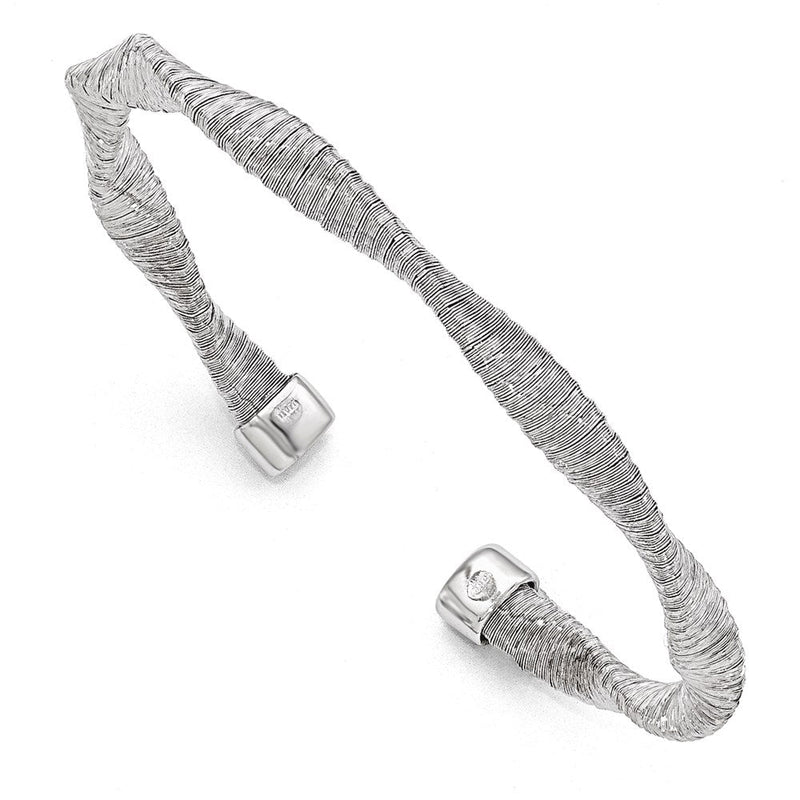 Sterlingsilber Strukturiert & Poliert Gedreht Manschette Armband