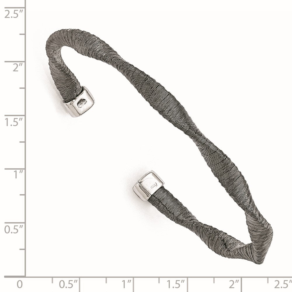 Sterlingsilber Schwarz Rhodiniert Strukturiert Gedreht Armband